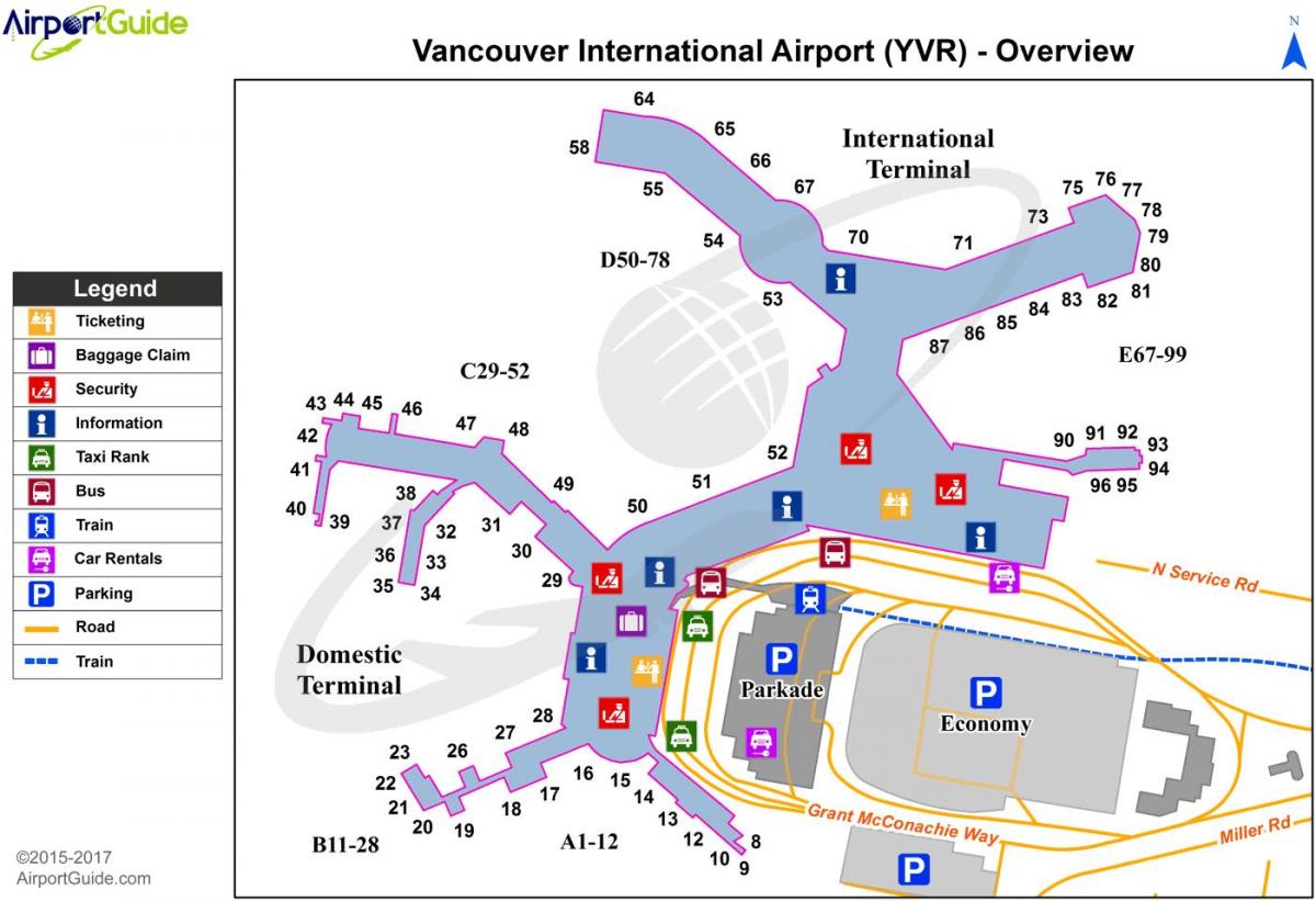 ванкувер нисэх онгоцны буудал явах нь газрын зураг