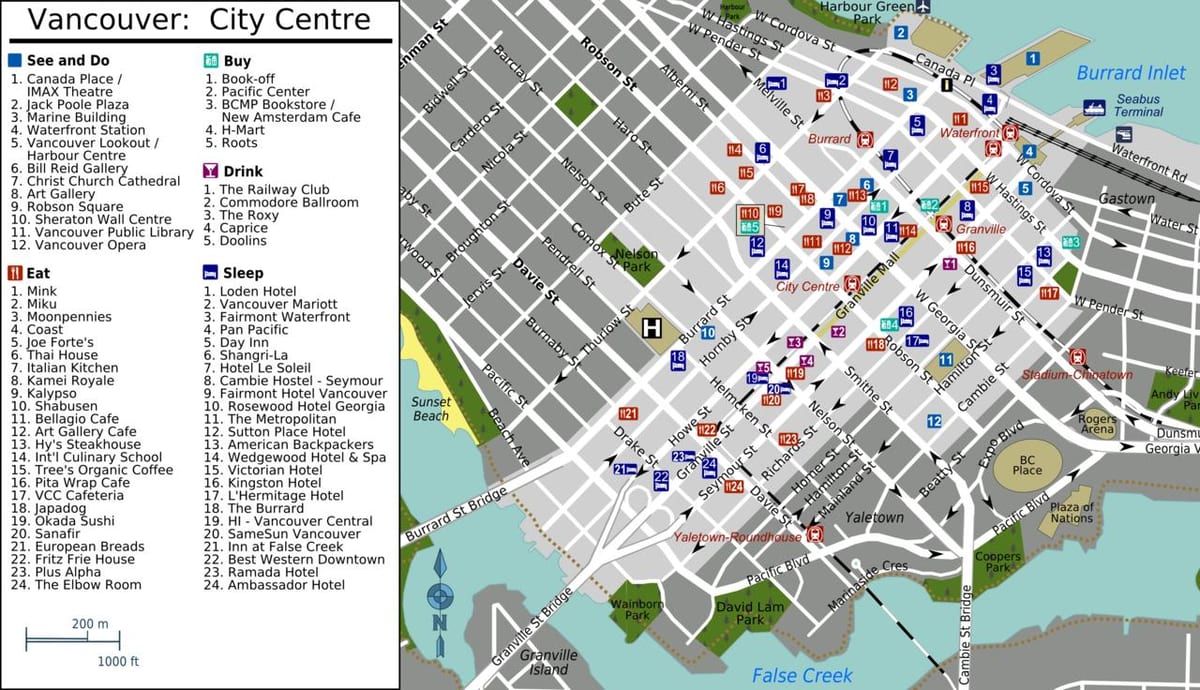 yaletown ванкувер газрын зураг