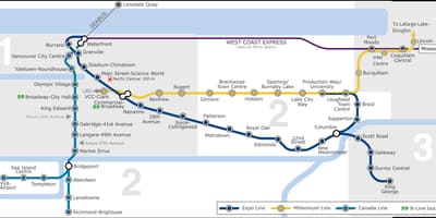 Нисэх онгоцны буудал skytrain ванкувер газрын зураг