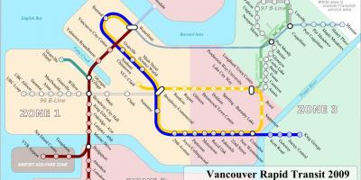 Ванкувер skytrain бүсийн газрын зураг